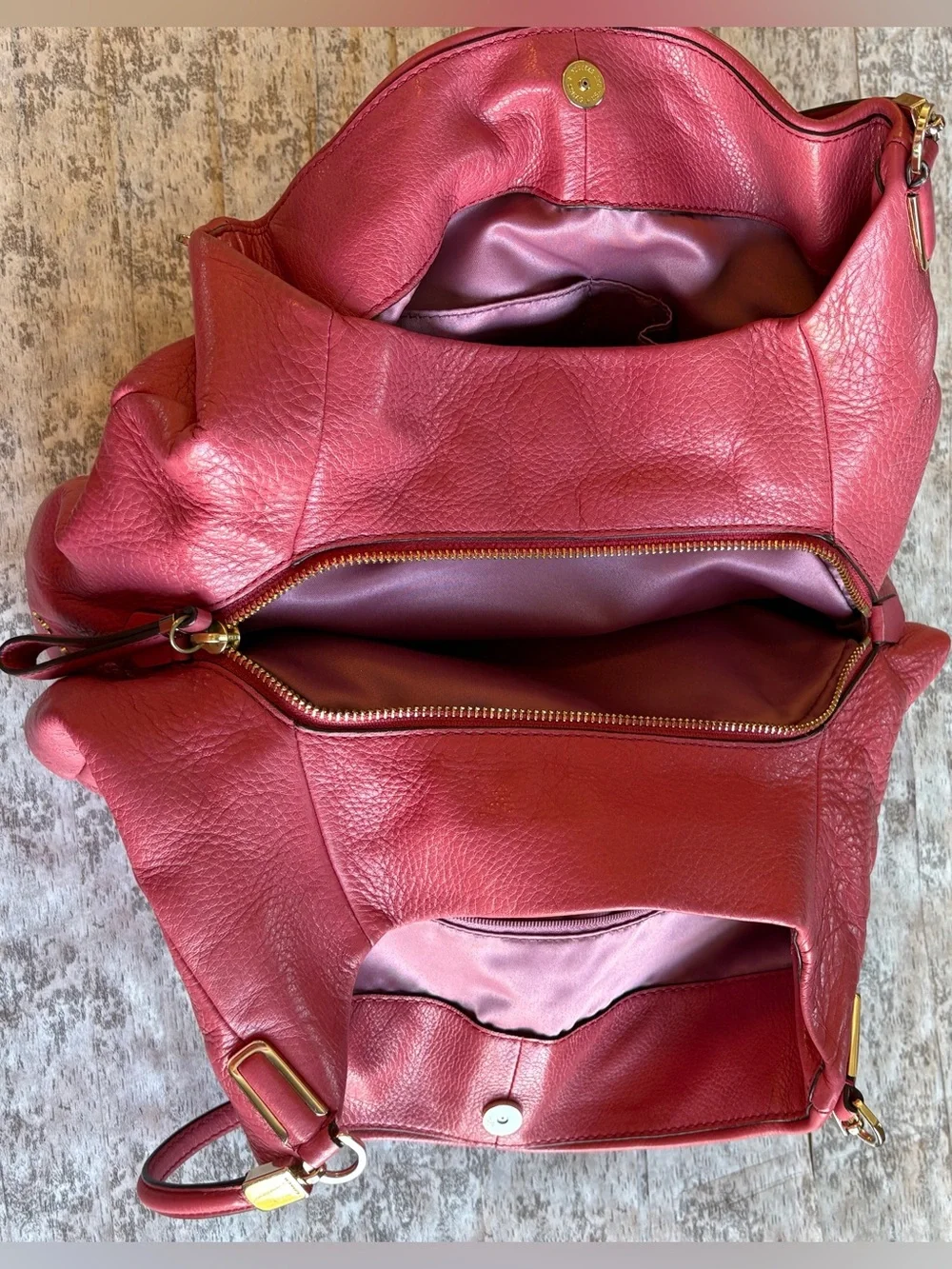 Preloved COACH MADISON PHOEBE LEATHER SHOULDER BAG PURSE PINK PEONY